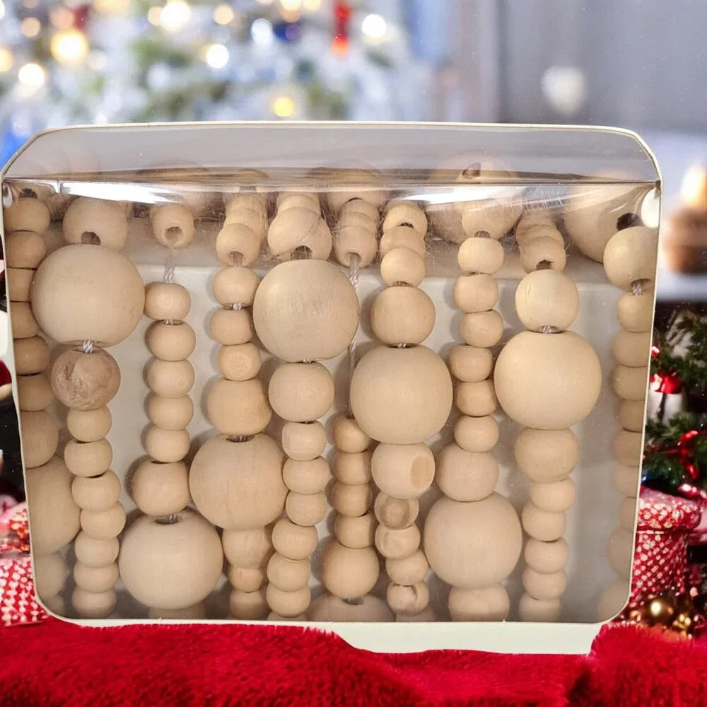 Hearth and Hand With Magnolia Natural Wood Bead Garland 12 Ft